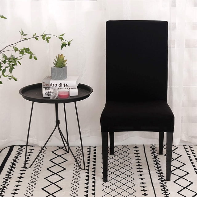 Xiao Hua Funda para silla de comedor de 4 piezas, universal, para todas las estaciones, color sólido, elástica, color negro, adecuada para cocina y comedor.