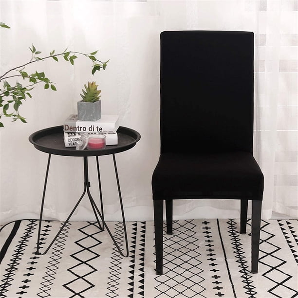Xiao Hua Funda para silla de comedor de 4 piezas, universal, para todas las estaciones, color sólido, elástica, color negro, adecuada para cocina y comedor.