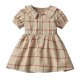 thumbnail image 1 of Odeerbi Niñas Verano Plaid Princesa Vestido Cuello Punto Algodón Vestido Solapa Manga Corta Vestido, 1 of 4