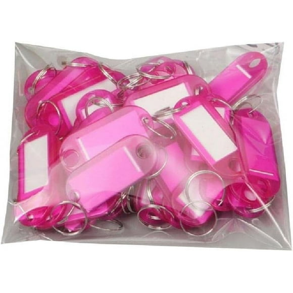 Zhuge 50Pcs Keychain Label Tags Keys Tags with Split and Label Window Luggage Tags Practical Keys Identifiers Keys Labels with Split and Label Window Keys Tags Keychain Label Tags （Pink）