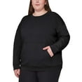 thumbnail image 3 of Mondetta Women's Soft Brushed Fleece Kangaroo Pocket Crewneck Top Casual Active Sweatshirt-Black / S, 3 of 4