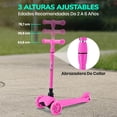 thumbnail image 3 of Hurtle Monopatin Scooter para Niños de 2 a 5 Años, 3 Ruedas con Luces LED, Mini Kickboard con Freno, Manillar Ajustable de 63 cm a 71 cm, Antideslizante, Patin del Diablo, Rosa, 3 of 7