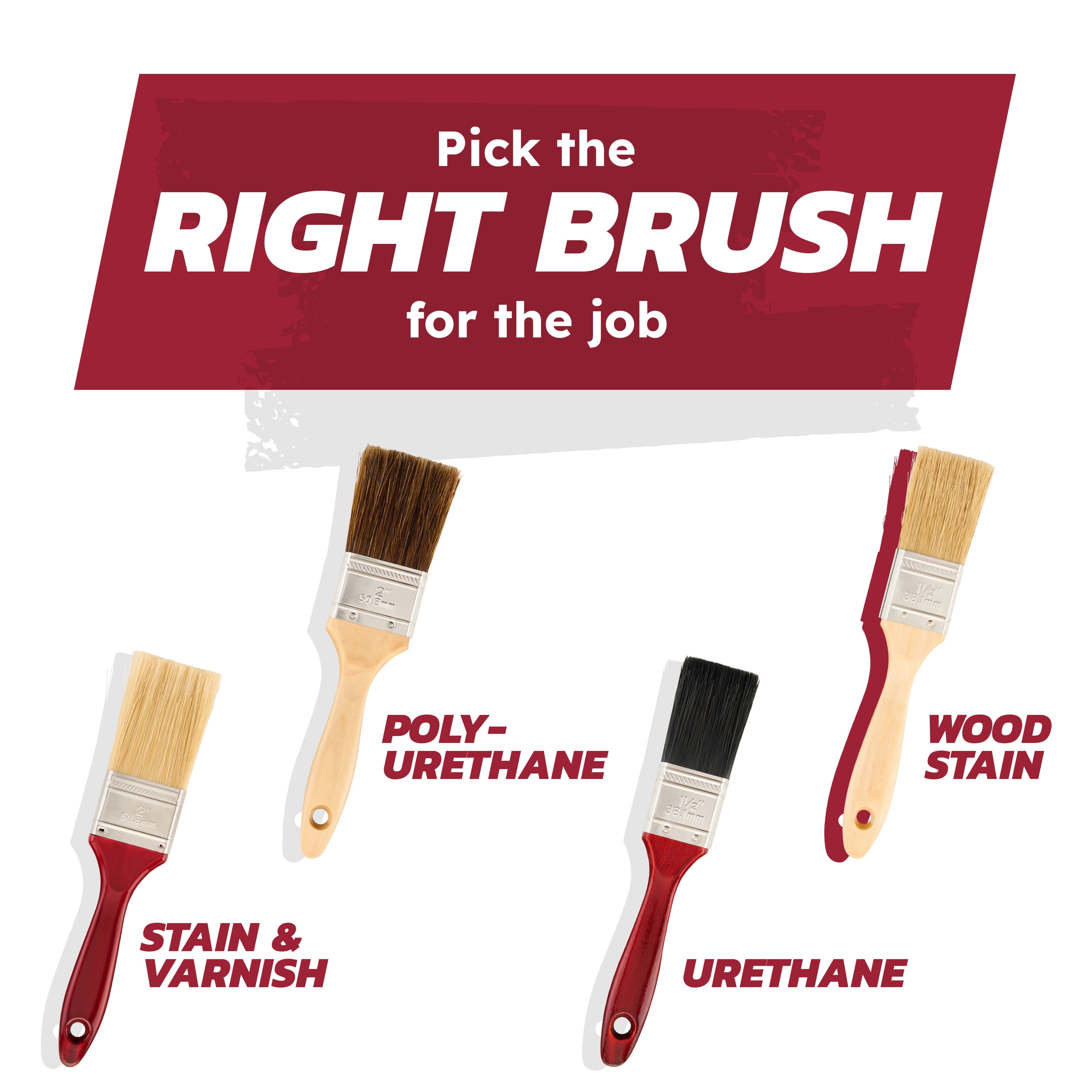 (3 pack) Linzer 2" Wood Oil-Based Stains & Finishes Flat Paint Brush