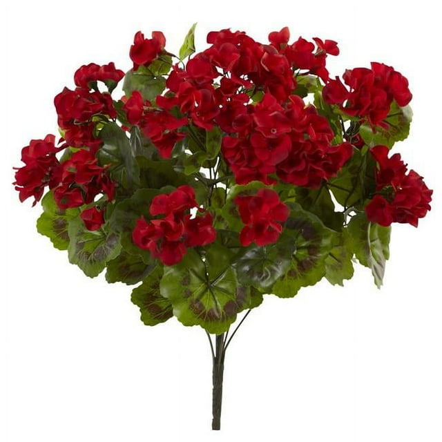 Nearly Natural 6131-S3-RD Géranium Buisson Artificiel UV Résistant&44; Rouge - Lot de 3