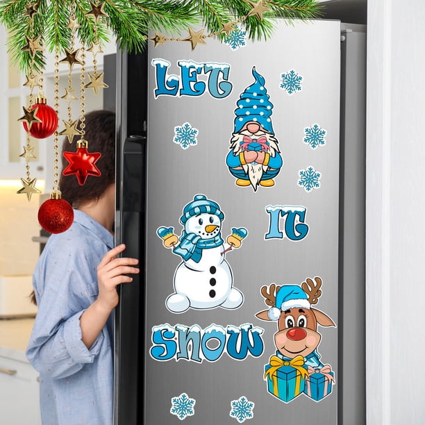 Adornos navideños, adornos navideños, regalos navideños, imán magnético navideño para refrigerador, muñeco de nieve, gnomo, decoración navideña, adhesivo magnético para puerta de garaje, imanes magnét