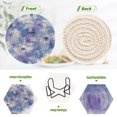 thumbnail image 2 of 6 Pcs Drink Coasters with Holder 3.94in Woven Coasters for Drinks Blue Squares and Shapes Coaster Set for Protection Table, 2 of 7