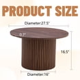 thumbnail image 2 of 27.5" Round Wood Grain MDF Coffee Table, Roman Column Edge with Integrated Metal Frame, Retro Light Luxury Style for Home Living Room Space, 2 of 9