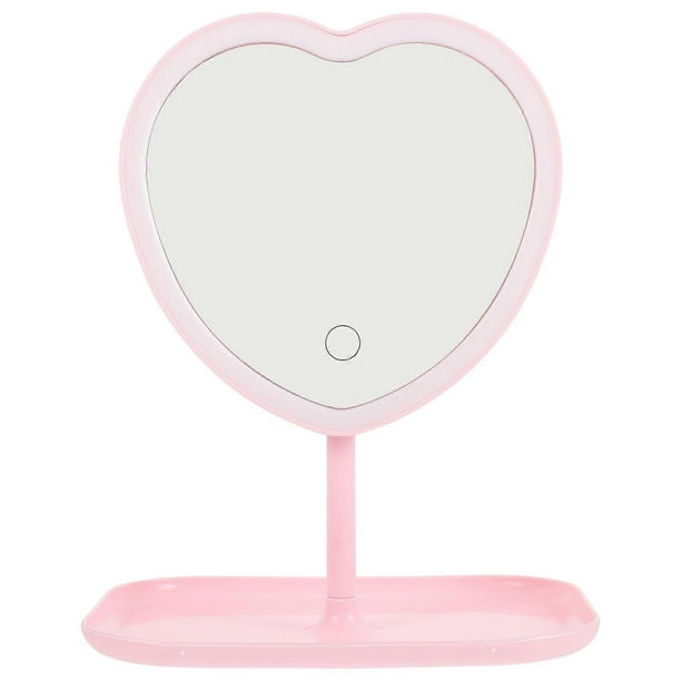 Usb Rechargeable Led Makeup Mirror Desktop Mirror Heart Shape Mirror for Women
