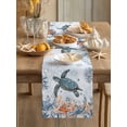 thumbnail image 2 of Sea Turtle Summer Ocean Coral Table Runner 13x72in Non-Slip Cotton Linen Table Runners, Nautical Starfish Conch Dresser Scarves TableRunner for Dinner Kitchen Dining Wedding Party, 2 of 9
