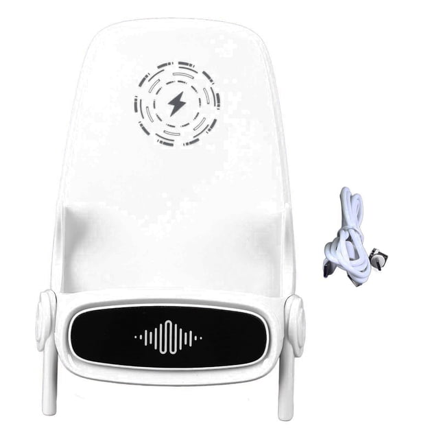 Soporte magnético de carga para teléfono inalámbrico, carga simultánea de 2 teléfonos, cargador de teléfono inalámbrico Universal de 36W, apariencia de silla, color blanco