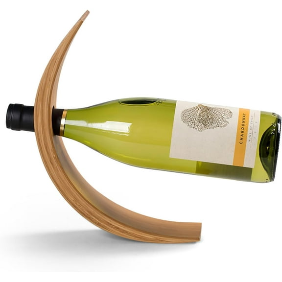 Single Wine Bottle Holder, Natural Bamboo Personalized Wine Rack,Self Balancing Display Wine Rack On Tabletop, Cabinet Etc