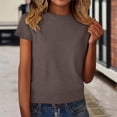 thumbnail image 2 of ManxiVoo Women's Short Sleeve Wool Blend Pullover Sweater Lightweight Knit Top for Fall Layering Essentials XL Size Coffee, 2 of 4