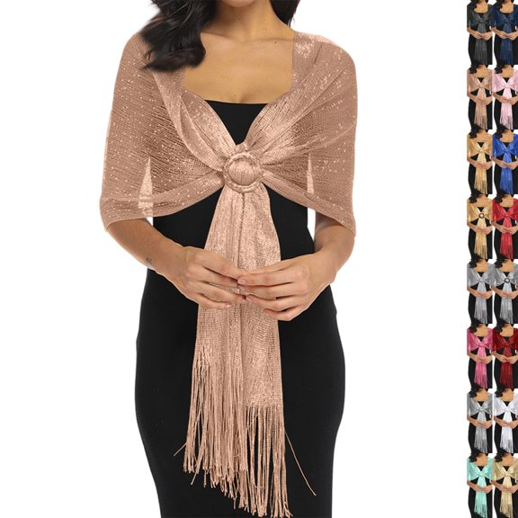 Sparkling Metallic Shawls and Wraps for Evening Party Wedding Formal Dresses Champagne