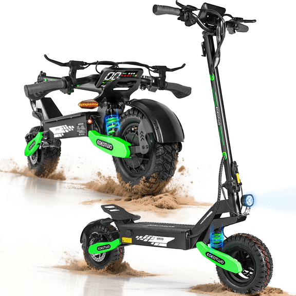 EOEOTWO Adult Electric Scooter, 1200W Motor, Up to 30 MPH & 25 Mile Range, 11" Off-Road Tires, Foldable Commuter E-Scooter with Dual Suspension, 330lbs Max Load UL 2272