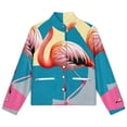 thumbnail image 4 of Jackets for Women Winter Coat Jackets Flannel Stand Collar Jacket(Flamingo Pop Art Print,Size:S-4XL), 4 of 7
