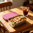 thumbnail image 4 of Lunch Bento Boîte à en Acier Inoxydable avec Couvercle en Silicone, Contenant de Rangement Alimentaire Réutilisable et Étanche pour la Préparation des Repas, 16 x 11,5 x 5,6 cm, Bleu/ Rose/ Violet/orange, Lot de 1, 4 of 6