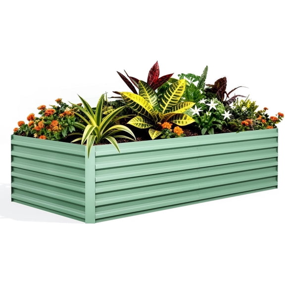 1PC 0.5mm 6x3x2ft Galvanized Raised Garden Bed Outdoor,Rust-Resistant Raised Garden Beds for Gardening, Easy Assembly Outdoor Garden Box & Planters,Green