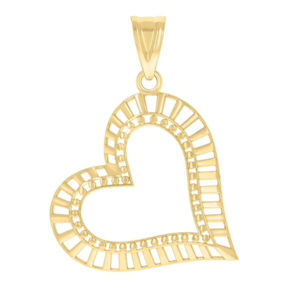 14k Yellow Gold Womens Heart Charm Pendant