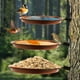 thumbnail image 1 of Comederos para pájaros, comedero para colibríes, 3 comederos para pájaros montados en árboles con acero resistente, bandeja marrón oscuro para baño de pájaros, se instala en cercas de madera, árboles, 1 of 3