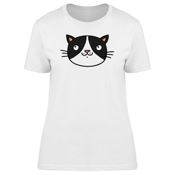 Cute Happy Cat Doodle Cartoon Tee Women's -Image by Shutterstock