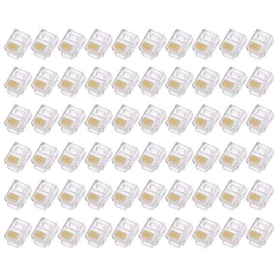 Uxcell Telephone Modular Plug Male RJ11/RJ12 Connectors, Copper Core 6P6C Clear 60pcs
