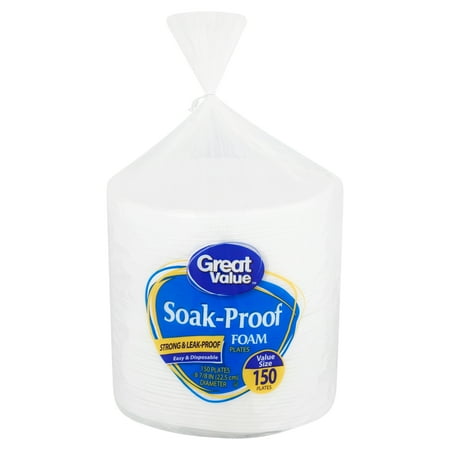 - Great Value Soak-Proof Foam Lunch Plates, 8 7/8