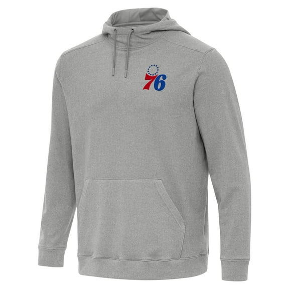 Men's Antigua Heather Gray Philadelphia 76ers Cloud Pullover Hoodie