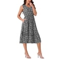 thumbnail image 4 of Vestido de verano bohemio para mujer Inspire Chic, con escote en V, estampado floral, midi en capas, casual, negro, talla XL, 4 of 5