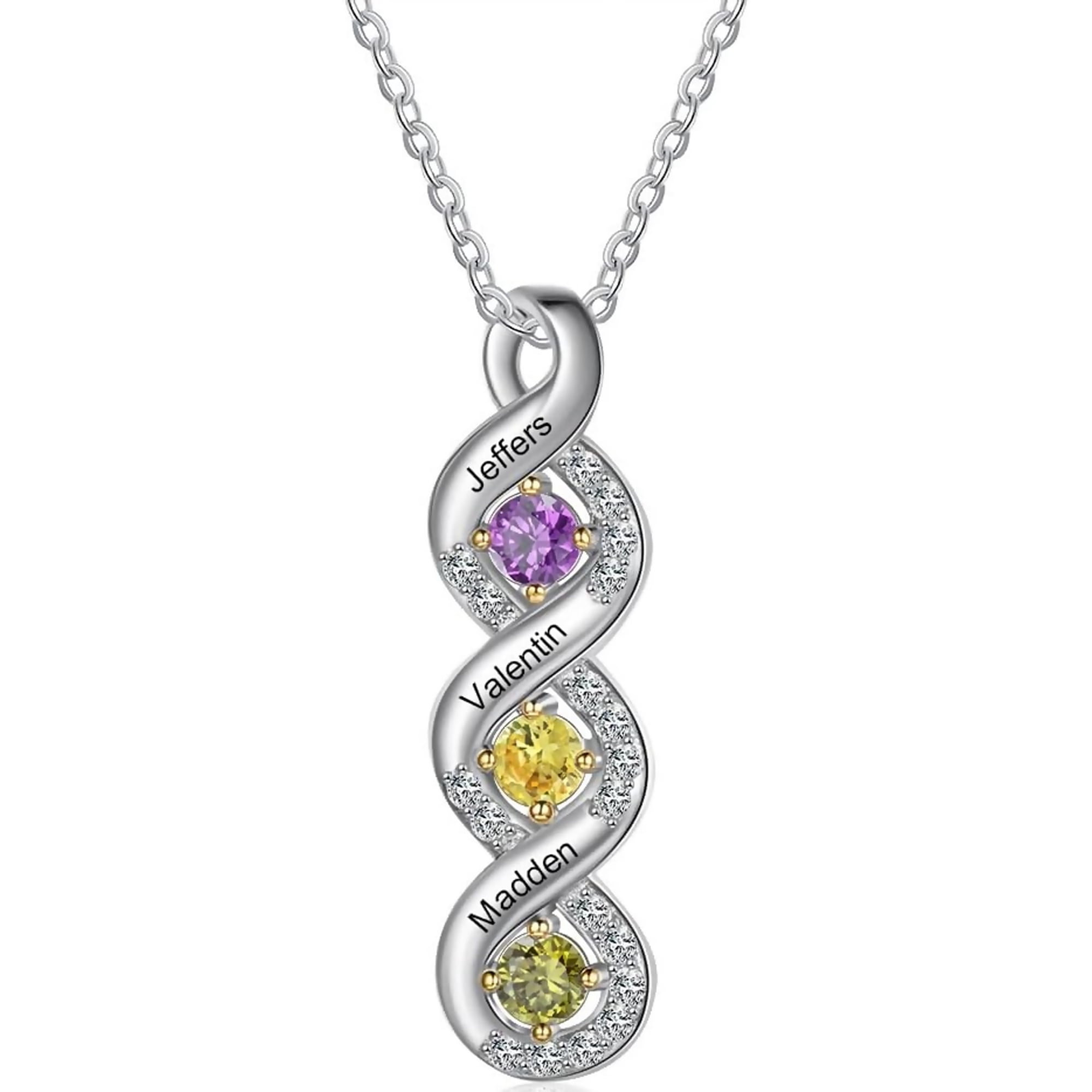 Zephyriana Personalized Birthstone Necklace, Custom 1-5 Name Pendant Necklace for Women Wife Mom, Jewelry Custom Pendant