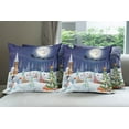 thumbnail image 6 of Ambesonne Christmas Throw Pillow Cover 4 Pack, Winter Landscape, 18", White Blue, 6 of 7