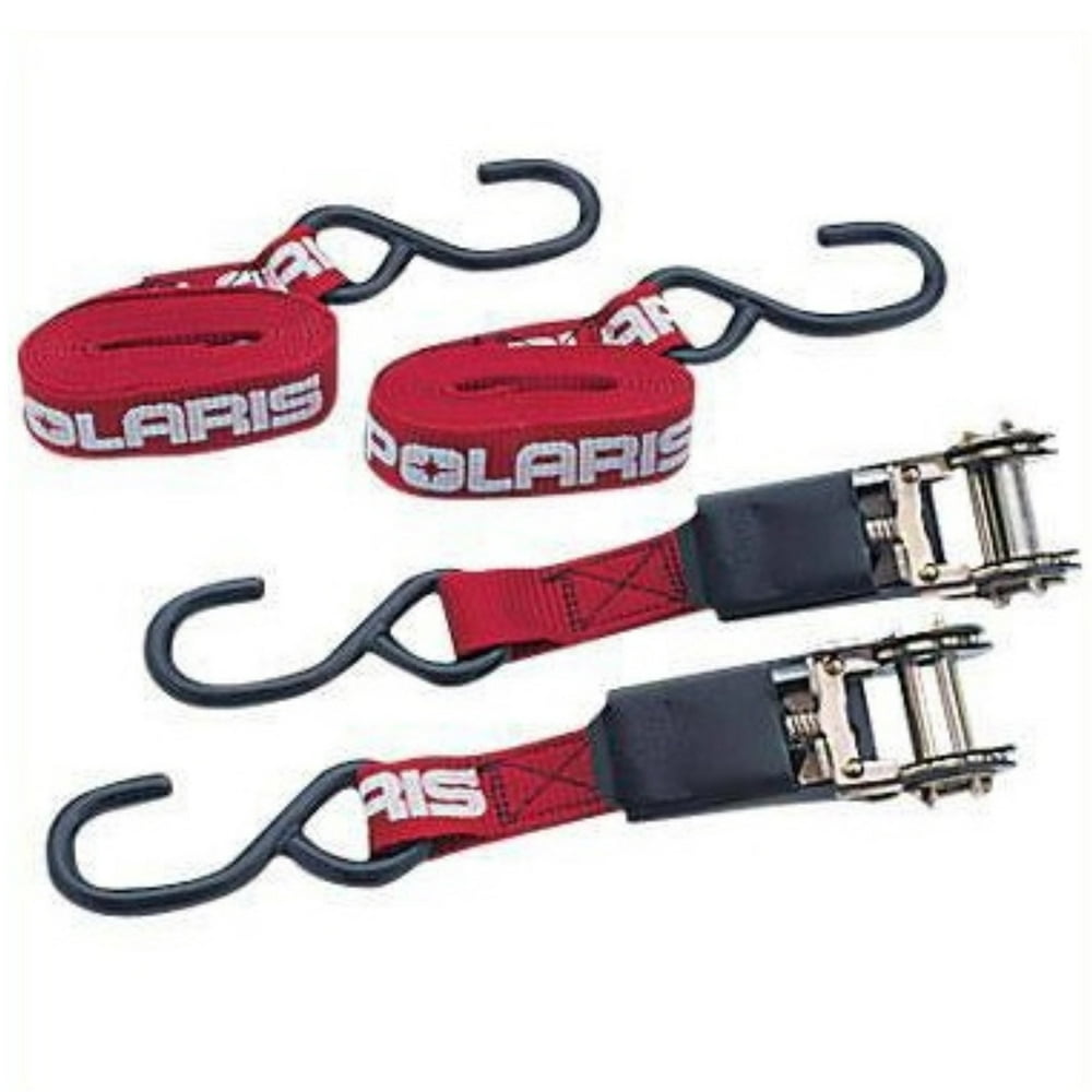 Polaris New ATV Razor Ranger PAIR Tie Down 6ft Ratchet Strap Set RED