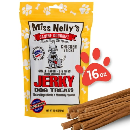 UPC: 0854603007078 | Miss Nelly s Canine Gourmet – Chicken Jerky Dog Treats – USA Made and Sourced – Original Smoke House Recipe – Small Batch – Clean Natural Ingredients – Minimally Processed – 16 ounce Bag