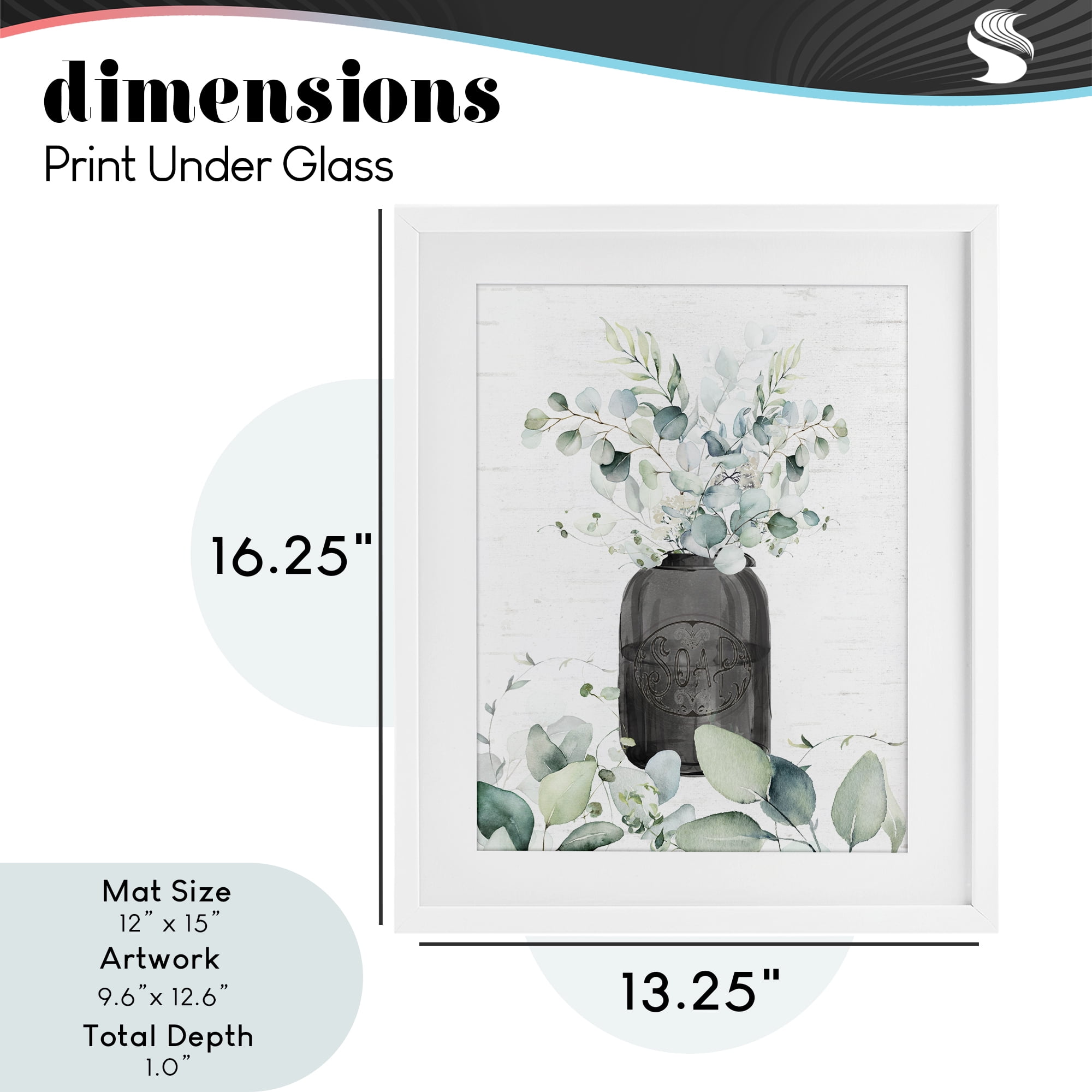 Soap Jar & Eucalyptus White Framed Print Under Glass, design by Lettered and Lined