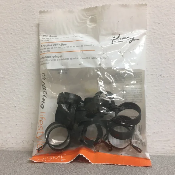 ELVY- Kenney Kn977/5 Curtain Black Clip On Curtain Ring 3/4 Dia. 14 Pack