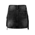thumbnail image 5 of vigerkar Women Denim Cargo Skirt Y2K Vintage Low Waist Button Bodycon Mini Jean Skirt Trendy Going Out Streetwear with Pockets Black, S, 5 of 5