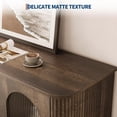 thumbnail image 4 of 47.2" Sideboard Buffet Cabinet with 2 Fluted Glass Doors & 3 Drawers, Modern Farmhouse Accent Coffee Bar with Adjustable Shelves for Kitchen, Living Room, Hallway, Walnut, 4 of 9