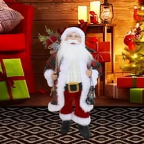 Classic Red Santa Claus Figurine with Lantern - 18" Fabric Christmas Decor, Perfect for Home & Holiday Display