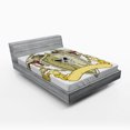 thumbnail image 1 of Ambesonne Yellow Fitted Sheet, Shield Dragon Medieval, Full Size, Yellow White, 1 of 2