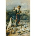 thumbnail image 2 of Johann Till the younger 14x18 Black Ornate Wood Framed Double Matted Museum Art Print Titled - Girl with Poultry (1894), 2 of 5