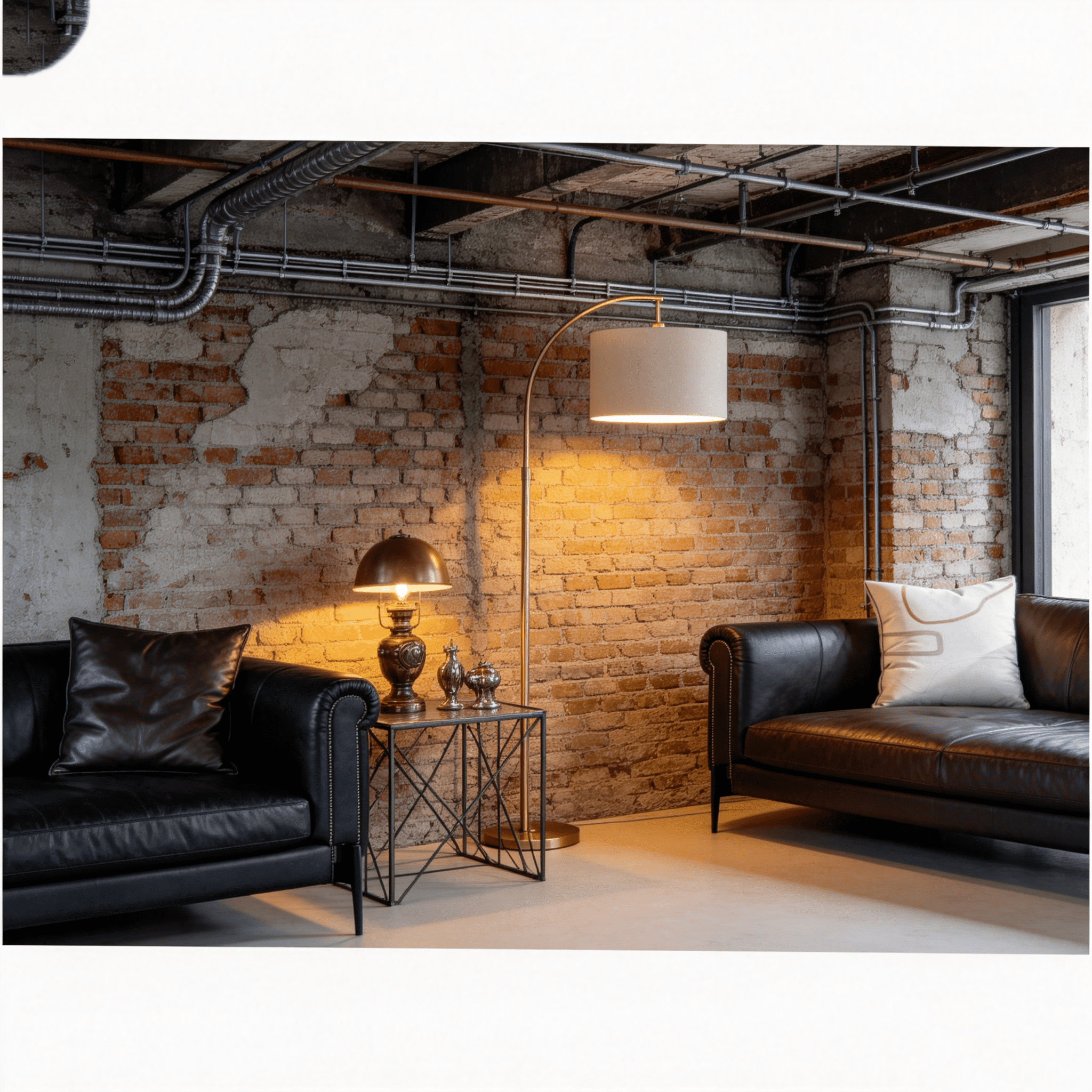 JERFIT Modern Arc Floor Lamp with Drum Shade, Gold Metal Floor Light for Living Room, Bedroom & Office, Adjustable Standing Lamp with On/Off Foot Switch