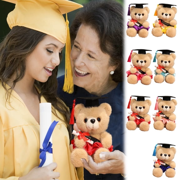 PoyoKee Graduation Gifts Teddy Bear, Doctoral Hat Bear Doll Toys, Soft No Shedding Plushies for Decor, Graduation Decorations 2026, 7 inches - Pink