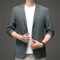 thumbnail image 4 of Traje de verano de seda de hielo de estilo occidental para hombre, ropa informal ultrafina para protección solar, chaqueta ligera de una sola pieza para primavera y otoño, 4 of 5