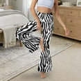 thumbnail image 5 of Xoenoiee Flared Pants for Women High Waist Flare Leggings 70s Pants Butt Lifting Flared Slit Hem Leggings Tall Yoga Pants for Work, Office, Yoga, Gym, XL, Zebra Print, 5 of 6