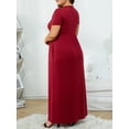 thumbnail image 3 of Cuteduck Womens Plus Size Maxi Dress Short Sleeve Floral Print Empire Waist Summer Dress with Pockets 1X-5X, 3 of 10