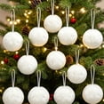 thumbnail image 6 of 12PC White Fluffy Christmas Pom Pom Ball Ornament, 2.36Inch Plush Fuzzy Hanging Balls, Christmas Tree Decorations, Holiday Hanging Pendants for Wreath, Mantel, Window, Indoor Xmas Home Party Decor, 6 of 7