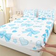 thumbnail image 5 of Erosebridal Love Heart Bowknot Queen Sheet Sets for Boys Girls, Cute Stars Print Bed Set, 4 Pieces, 5 of 6
