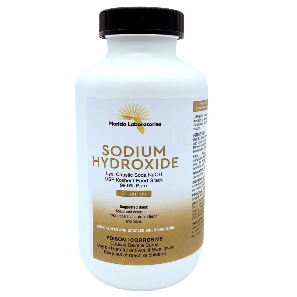 Sodium Hydroxide, 2Lbs (Pounds), Beads, 99.9 Pure Food Grade, Caustic