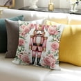 thumbnail image 3 of Creowell Square Cushion Cover Nutcracker Pink Rose Wreath Pillow Covers for Home Sofa Couch Decor Set of 1 24x24in, 3 of 5