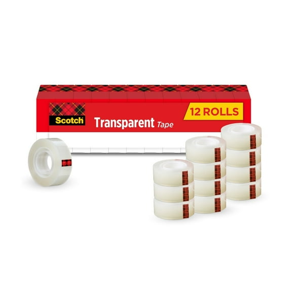 Scotch Transparent Tape 12 Pack, 3/4 in. x 1000 in., 12 Boxes/Pack