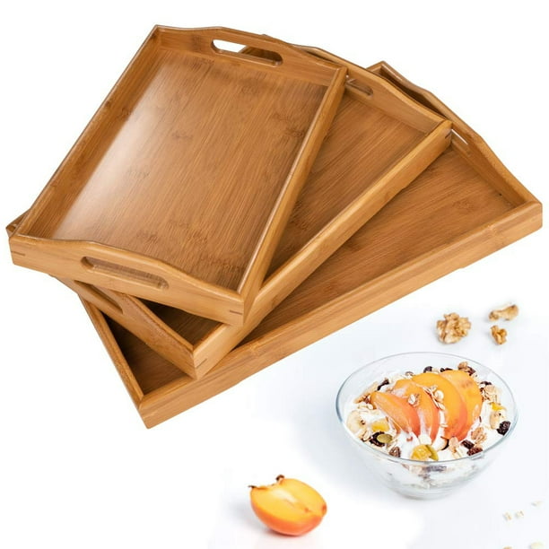 Zimtown Serving Tray,Wood Serving Tray with Handles Boobam Serving Tray